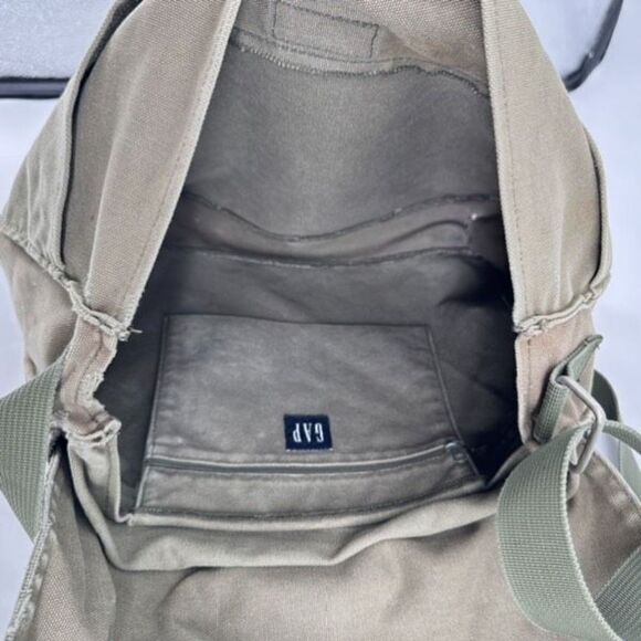 Vintage Y2K Gap Canvas Handpainted Fire Print Crossbody Messenger Bag Green - Picture 10 of 12